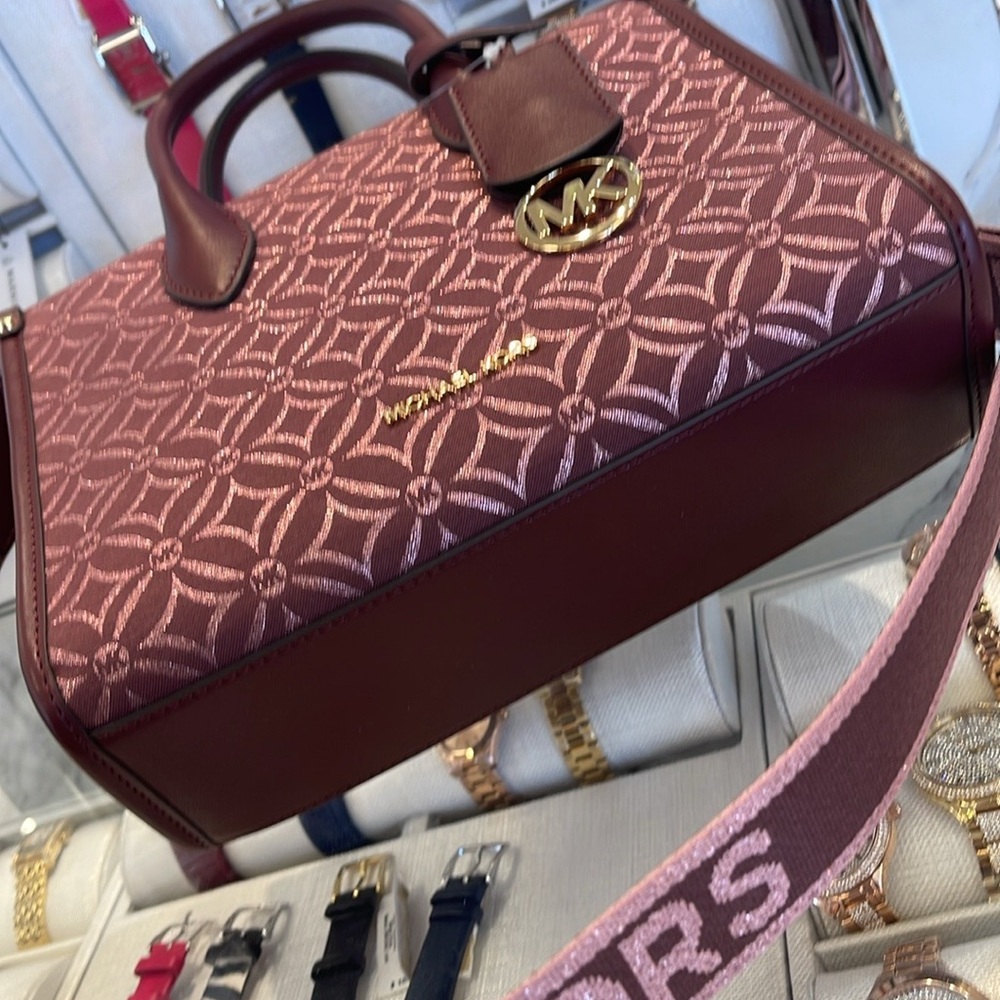 Michael Kors Mirella Small Metallic Logo Jacquard Crossbody Bag
Oxblood Multi - Picture 13 of 16